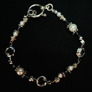 Silver, crystal beaded bracelet